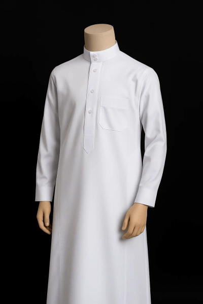 Plain Saudi Thobe (Kids) with Buttons - alternate